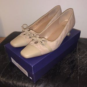 Stuart Weitzman Becca Taupe Crepe Heels 8 ($295)